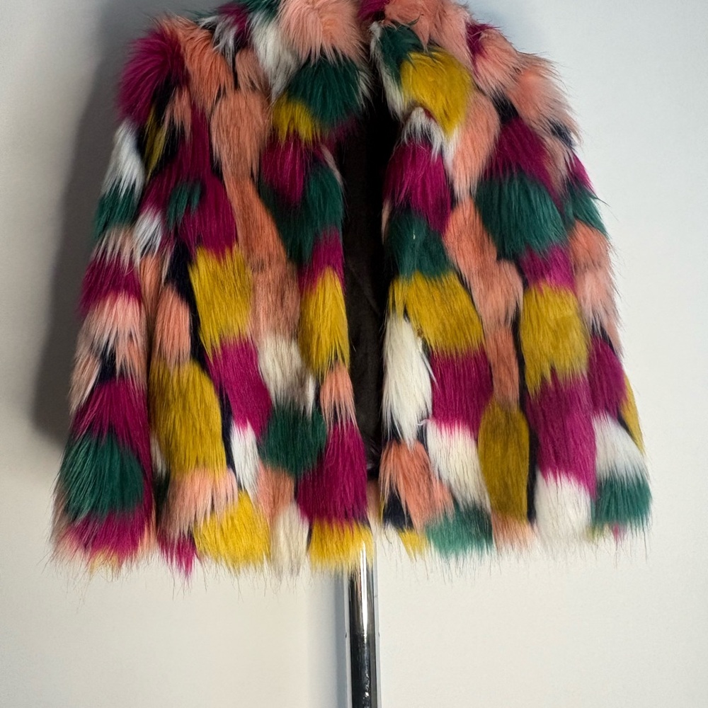 Milly Minis Girls Multicolor Faux Fur Jacket – Size 5